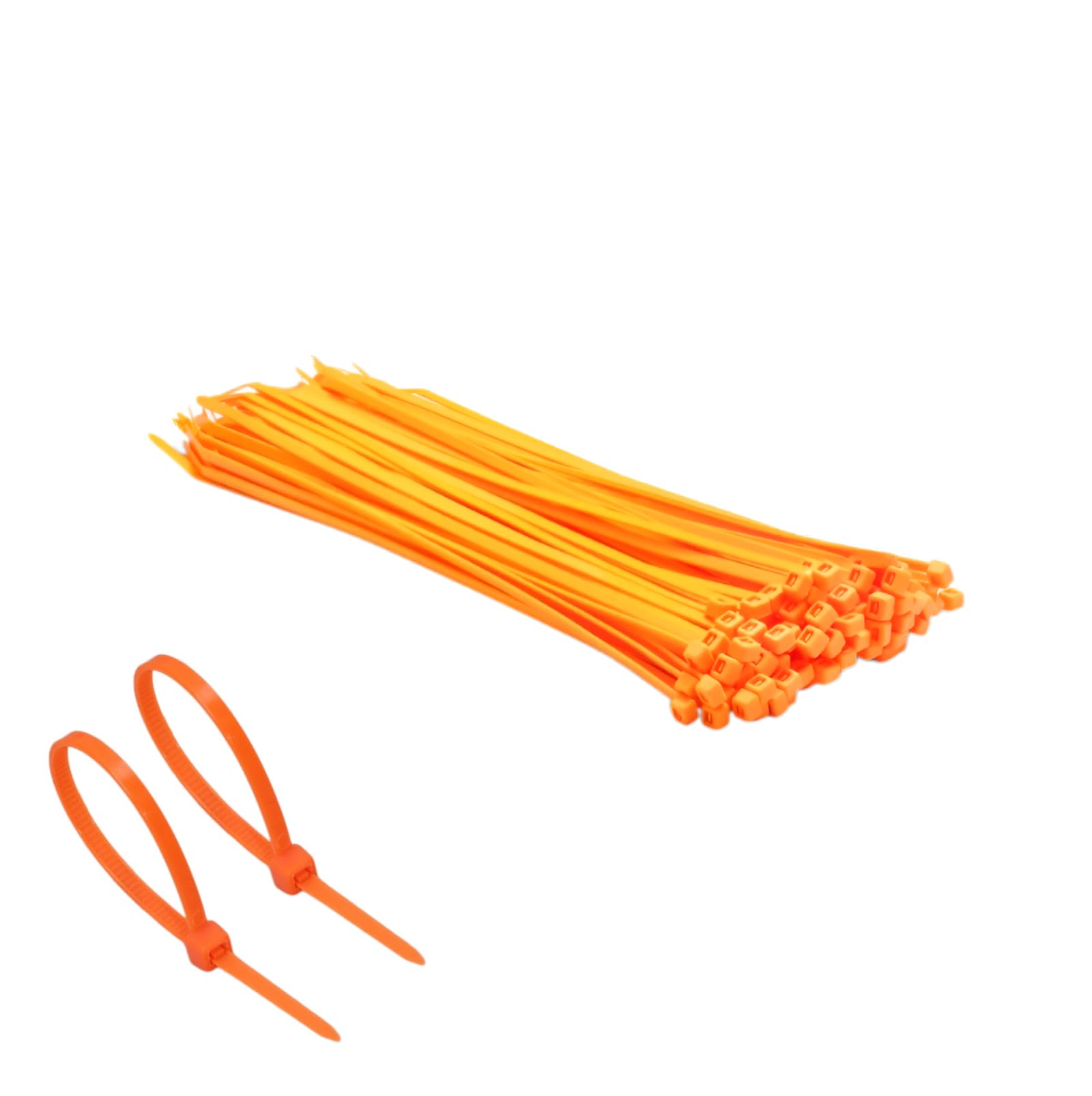 TERF® 100 Pcs Fluorescent Orange Cable Ties 200mm (8'') X 4.8mm Premium Nylon Zip Ties Wraps Secure Self Locking Mechanism Plastic Tie for Home Office Garden Garage Workshop DIY use