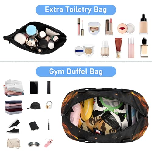 Angry Fire Dragon Eyes Gym Bag for Women Sport Travel Duffel Bag Shoulder Weekender Overnight Bags with Wet Pocket & Shoe Compartment4