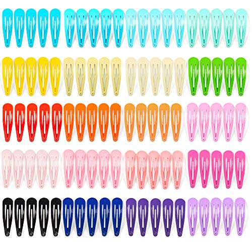 100pcs Premium Quality Hair Clips, 20 Glossy Colors Snap Hair Clips, 2 Inch Hair Barrettes with Perfect Grip, Durable Colorful Hair Clips with Smooth Edges for Kids, Girls, Women