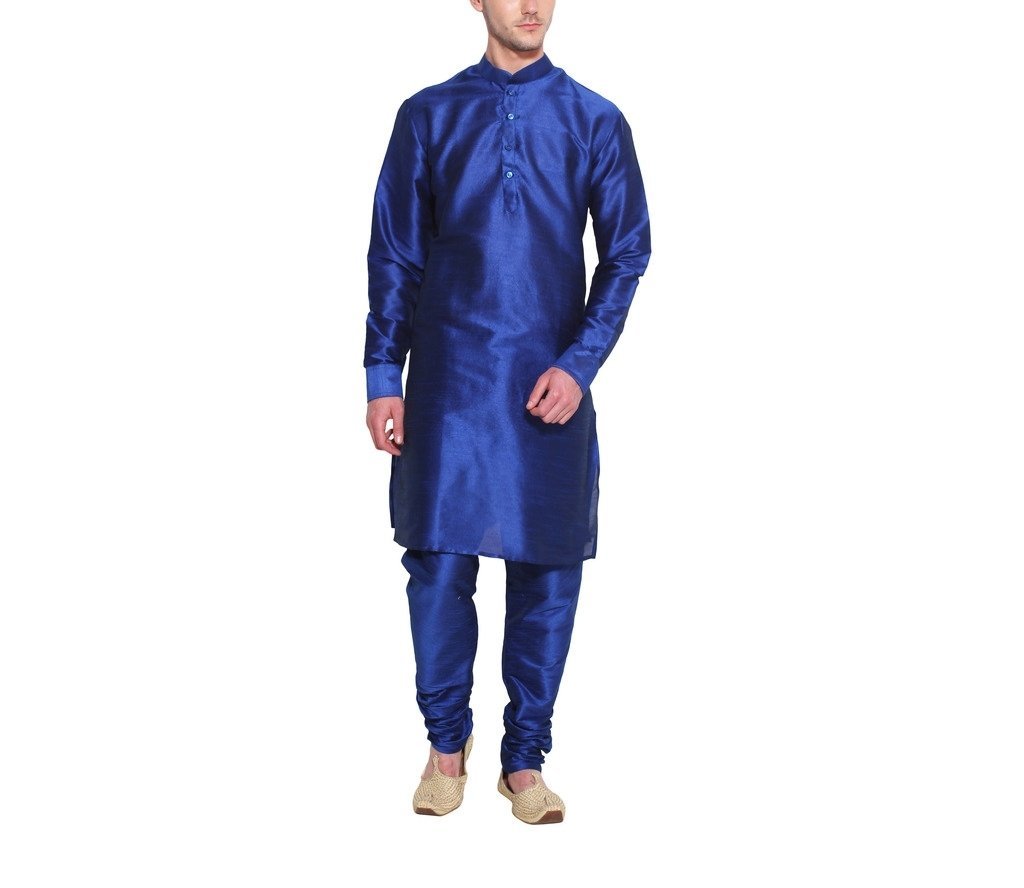 FAVOROSKIRoyal Men's Designer's Collection Silk Kurta, Blue, M