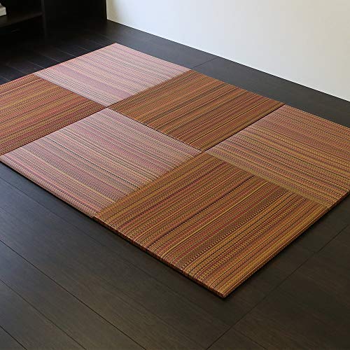 こうひん 日本製 縁なし 置き畳 ユニット畳 『フィーネ』 4枚セット 82×82cm 国産樹脂製 オータムリーブス (セキスイ 美草 アースカラー) 置くだけで簡単に個性的な和モダン空間を演出 厚さ2.5cmの【本格タイプ】すべり止め付き