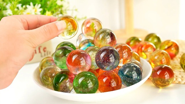 KRISININE 7 Chakra Natural Healing Spheres with LED Wooden Stand