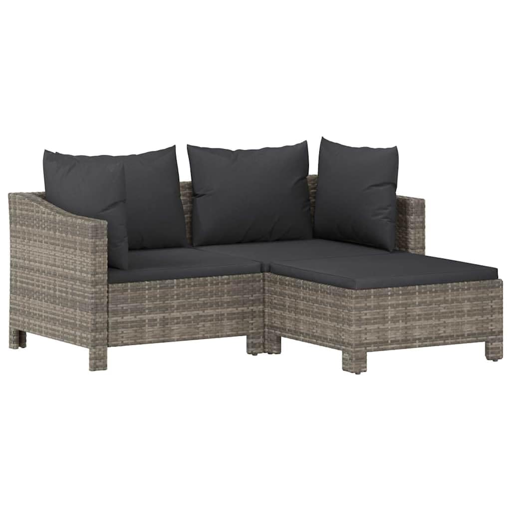 vidaXL Repose-Pieds de Jardin avec Coussin en polyrotin Gris
