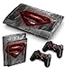 Funky Planet PS3 Super Slim Playstation Pegatinas de PVC para la Consola + 2 Controladores Decal Protector Arte [Sony_playstation3] (Red Superman)
