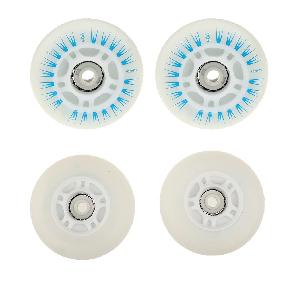 Lot de 4 roues de patins à roulettes en ligne avec DEL, roues lumineuses durables et lumineuses pour glissement, 70 mm, bleu