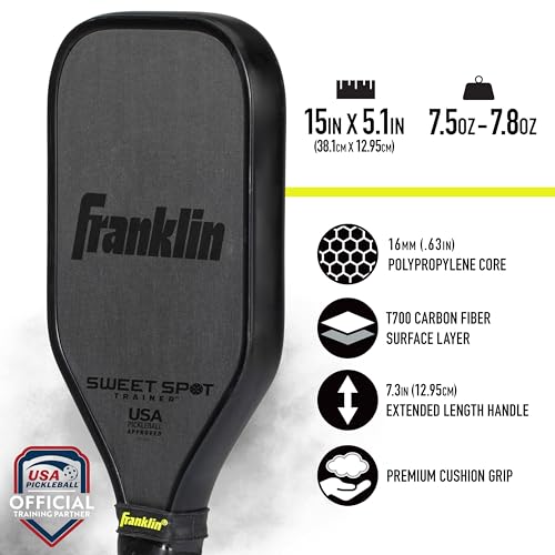 Franklin Sports Sweet Spot Training Pickleball Paddle - 16mm T700 Carbon - image 5