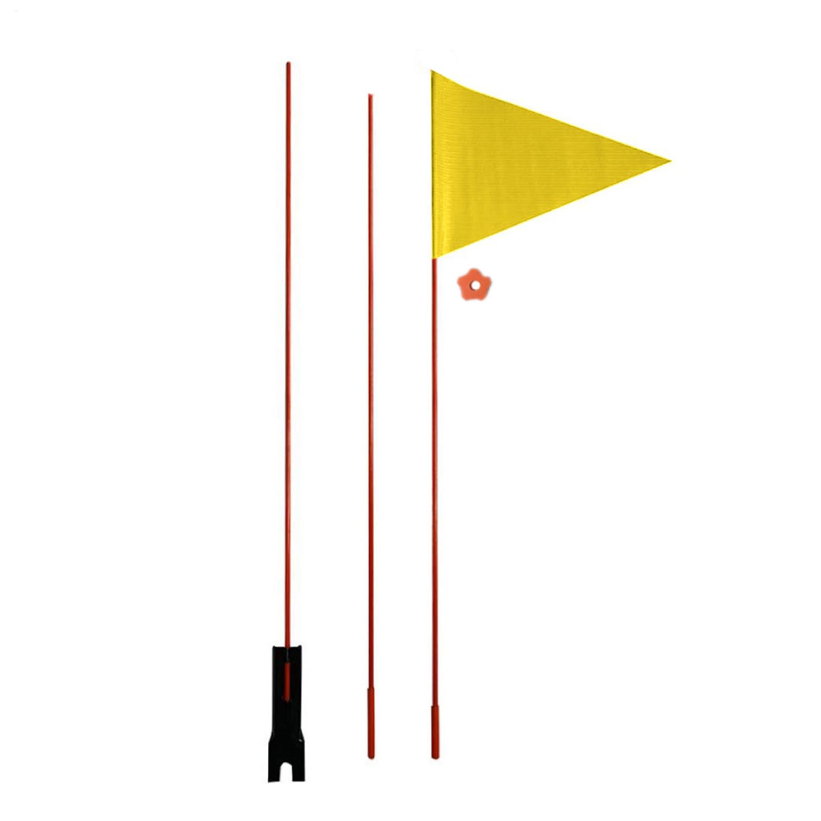 Pomurom Safety Flag Kid, 6Ft High Visibility Safety Flag with Fiberglass & Mounting Bracket, Adjustable Length, Tear Resistant, Trailer Triangular Flag for Kids Outdoor Cycling