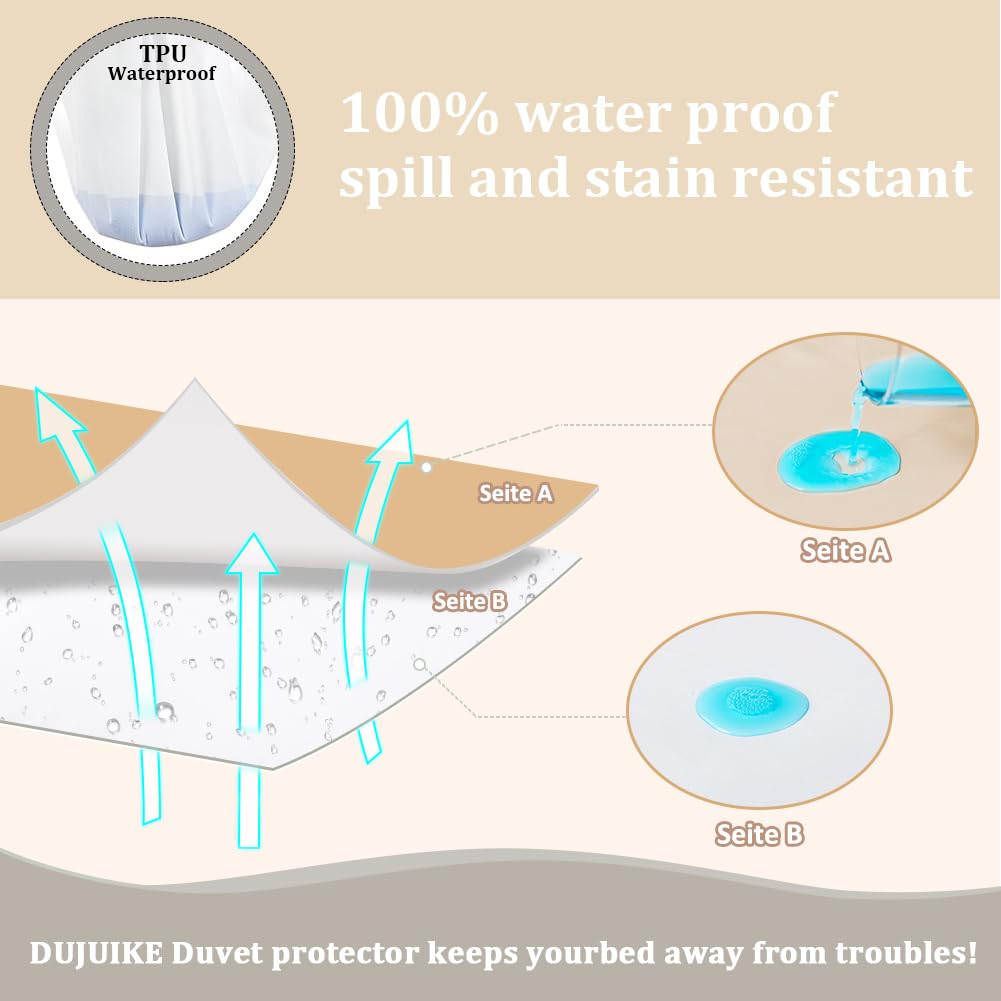 DUJUIKE Copripiumino Impermeabile, Anti-incontinenza, Adatto per animali domestici, 200 x 200 cm, Giallo Albicocca