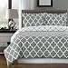 Gray and White Meridian 3-piece Full / Queen Comforter Cover (Duvet-Cover-Set) 100 % Cotton 300 TC