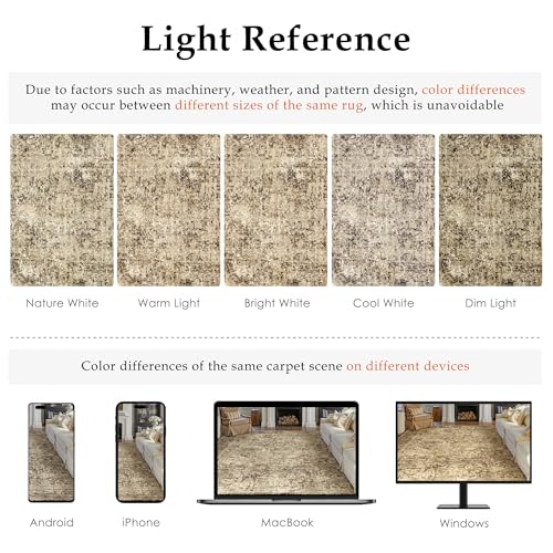 2x6 Runner Rug Washable Vintage Neutral Indoor Hallway Carpet Non Slip Brown Bedroom Low Pile Kitchen Distressed Long Retro Accent Throw Rug for Bathroom Dining Laundry Living Room