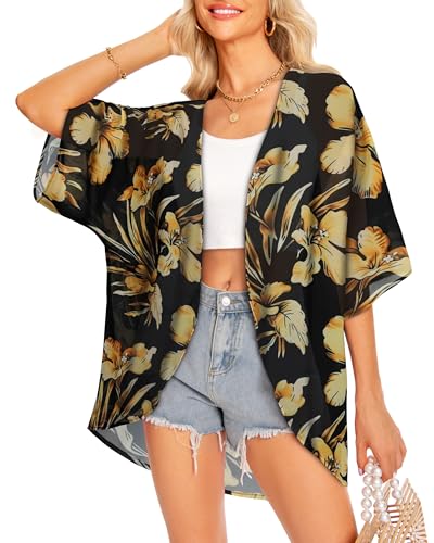 Image of Women Kimono Cardigans Casual Summer Tops Cover up Open Front Floral Print Resort Wear 2026