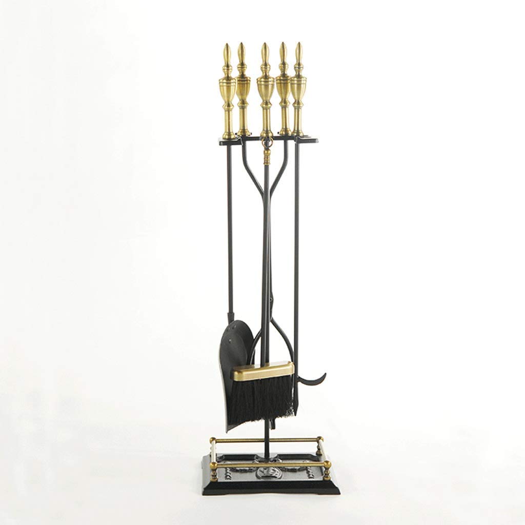 Set di Attrezzi per Camino, 5 Pezzi, Set di Attrezzi per Camino in Ferro battuto, Accessori per Camino, portautensili con Manici, Attrezzi per la Decorazione di caminetti Interni, braciere e