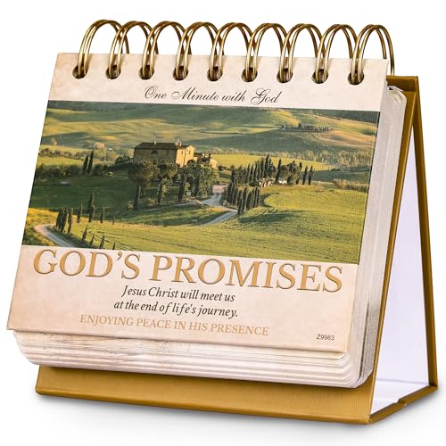 Desk Calendar - Christian Gifts/Religious Gifts for Women Bible Gifts 4.8 x 5.5 365 Days of Inspriational Quotes Flip Calendar for Desk with Thick Paper Twin-Wire Binding - Promises