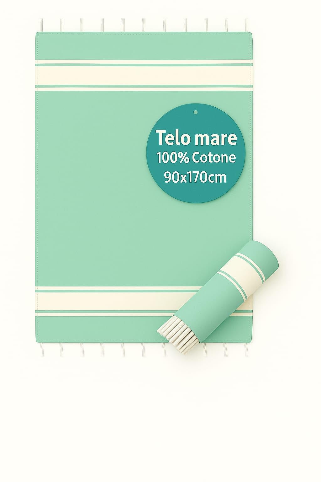 Telo Mare Grande 90x170cm 100% Cotone – Asciugamano da Spiaggia con Frange – Antisabbia, Leggero, Assorbente e Compatto – Fouta per Hammam, Sauna, Viaggio, Piscina, Yoga, Campeggio, (Azzuro)