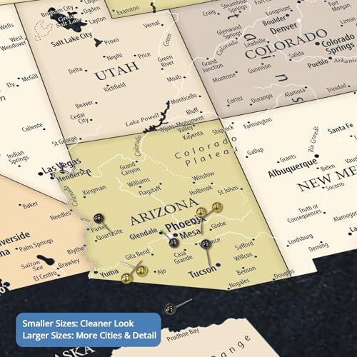 Image of IPIC - Vintage USA Travel Map, Pin Board Canvas Wall Art, Travel Map with Pins Included, Ready to Hang for Home or Office, 40x30 Inch