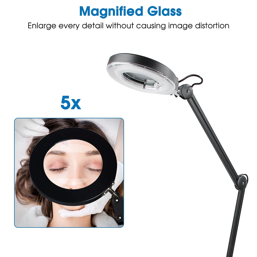 Lente d'Ingrandimento con Lampada Luminosa per Trucco Tatuaggio e Manicure Professionale 5 Pezzi