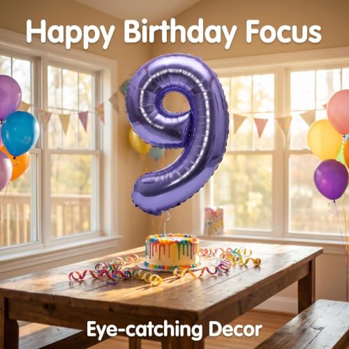 Image of YPSelected 32 Inch Large Foil Helium Number Balloon Birthday Wedding Party 0-9 (Purple, 9)