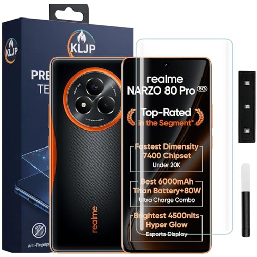 Image of Premium HD+ UV Tempered Glass Screen Protector For Realme Narzo 80 Pro (Pack of 1) Full Adhesive UV Curved Screen Protector Case Friendly HD Clarity with installation kit