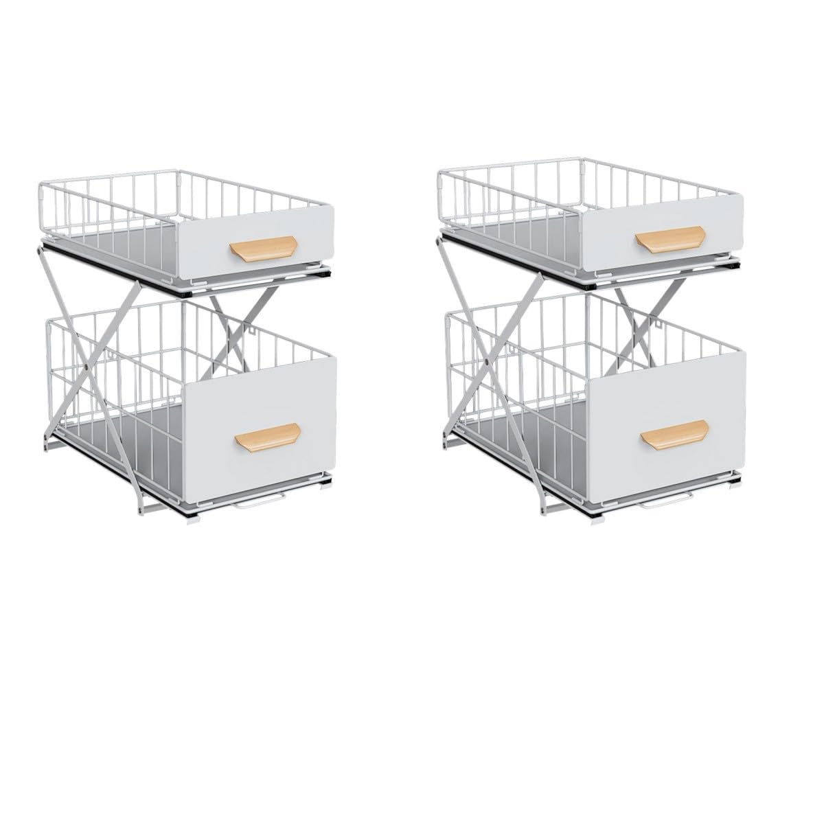 OHMG - Organizadores bajo fregadero de doble nivel, almacenamiento bajo fregadero, estructura de acero al carbono reforzado, almacenamiento y organización para cocina, cuarto de baño, lavadero