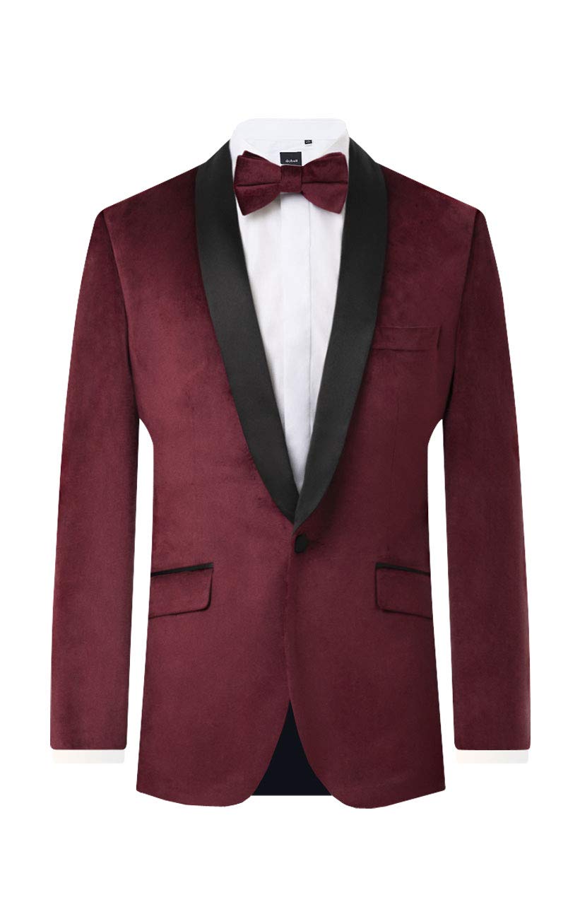 Dobell Mens Burgundy Tuxedo Dinner Jacket Regular Fit Velvet Contrast Shawl Lapel-48R