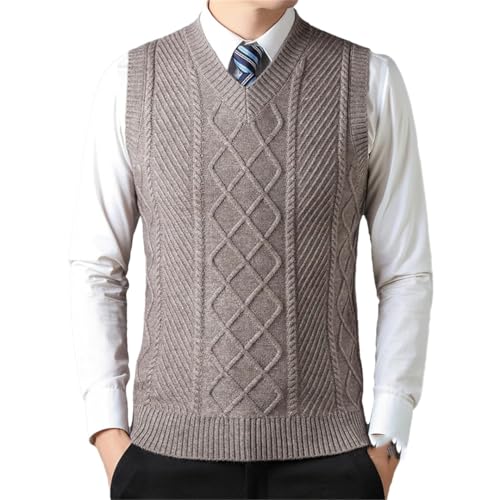 Men's Sleeveless Knitted Sweater Vest Autumn and Winter V-Neck Textured Fashionable Casual Vest