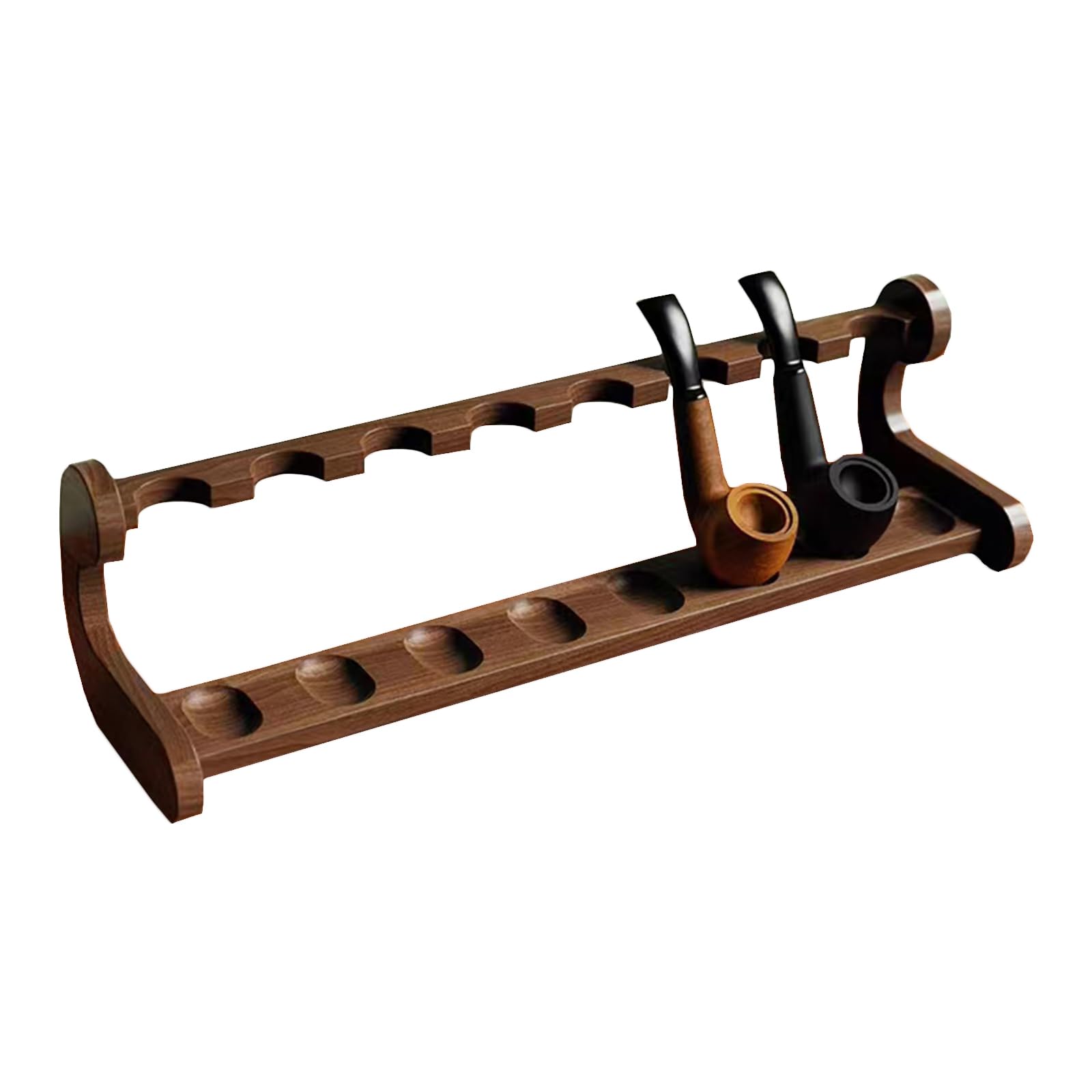 Support à pipes en noyer à 8 positions pour organiser élégamment votre coin salon