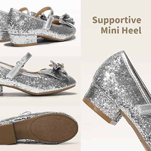 Image of DREAM PAIRS Girls Dress Shoes Princess Shoes for Toddler Little Girl Mary Jane Low Heels Glitter Flower Party Wedding Footwear