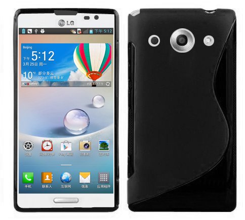 cadorabo Coque pour LG Optimus G Pro, Noir DE Jais Design S-Line Gel Silicon TPU Etui LG Optimus G Pro Housse de Protection Anti Choc Souple Case Cover Bumper...