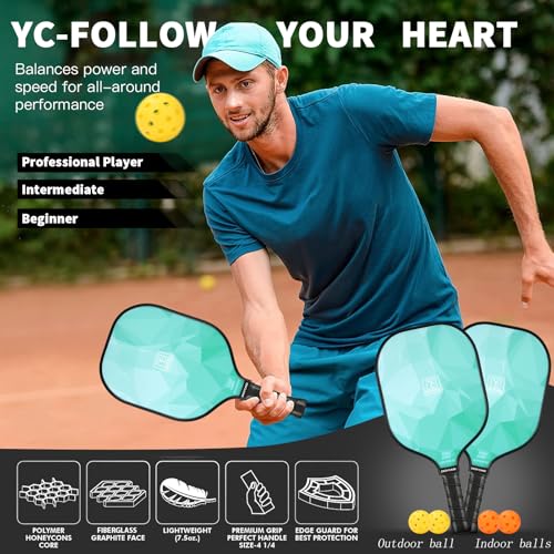 Image of YC DGYCASI Pickleball Paddles Set of 2 USAPA Approved Pickleball Set 2026