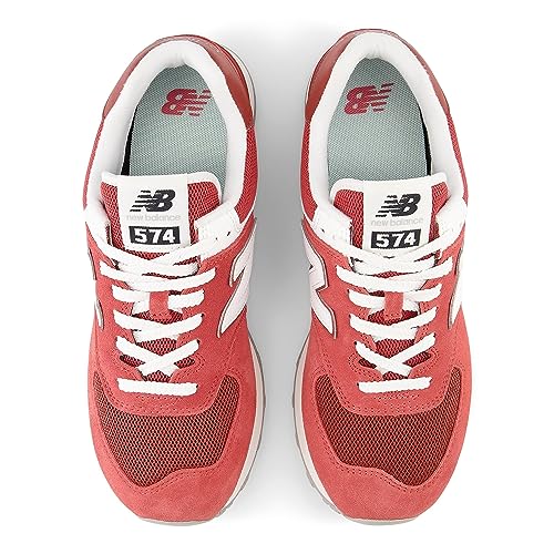 Image of New Balance Unisex 574 V2 Familiar Ground Sneaker,Red /White,Men 8 / Women 9.5