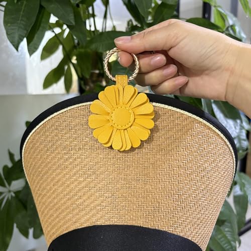 Rtwrsud 帽子クリップ ハットクリップ マグネット PUレザー オシャレ キャップクリップ マグネットクリップ 磁気クリップ 帽子収納 旅行 お出かけ 一時収納 バッグ、財布、ラゲッジ、バックパック対応 (F,イエロー)