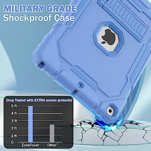 Image of ZoneFoker Case for iPad 9th /8th /7th Generation 2021 /2020 /2019(10.2 inch), Heavy Duty Military Grade Shockproof Rugged Protective 10.2 inch Cover with Built-in Stand for iPad 9 8 7 Gen (SkyBlue)