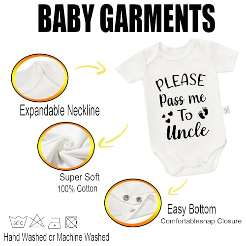 Please Pass Me To Uncle Bodysuit, Cute Baby Boy Girl Clothes Infant Short Sleeve Jumpsuit Outfits 0-24month3