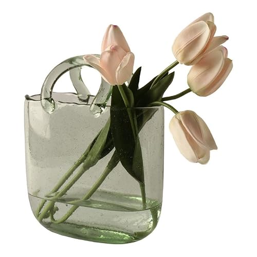 Nordic Handbag Glass Vase Creative Tote Basket Dried Flower Bottle Home Decor Arrangement Vases Transparent Small Fish Tank #TOP5