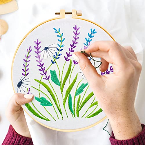 3 Pack Spring Easter Embroidery Kit With Pattern And Instructions For Beginners Adults Spring Plants Flower Rabbit Butterfly Kit Craft Stamped Embroidery Starter Including Hoop Needles Color Threads #TOP5