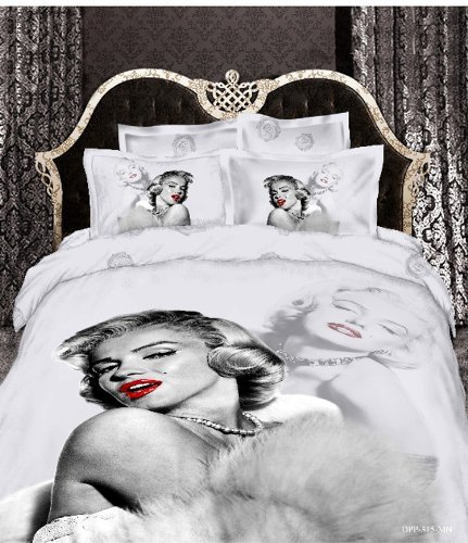 Cliab Marilyn Monroe Bedding Sets Marilyn Monroe Sheets 100% cotton 4pcs (One Cushion Cover As A Free Gift 60 x 60CM)