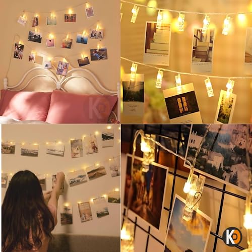 Image of K D Plastic Photo Clip String Lights - 3 Meter, 16 LED Warm Yellow Fairy Lights for Home, Room, Party & Festival Decoration (Photo Clip)