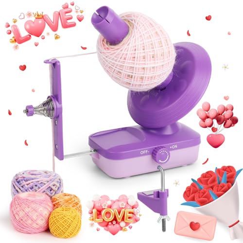Electric Yarn Winder for Crocheting-Automatic Crochet Yarn Ball Winder for Perfect Neat Cakes-Stepless Speed with Strong Tension Tangle-Free Knitting Gift for Seniors with Arthritic Hands(Purple)