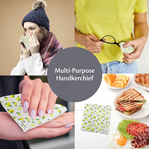 Handmade By Avo- 100% Organic Gauze Handkerchiefs, Fabric Cloth Cotton Pouch (Lemon) #TOP1