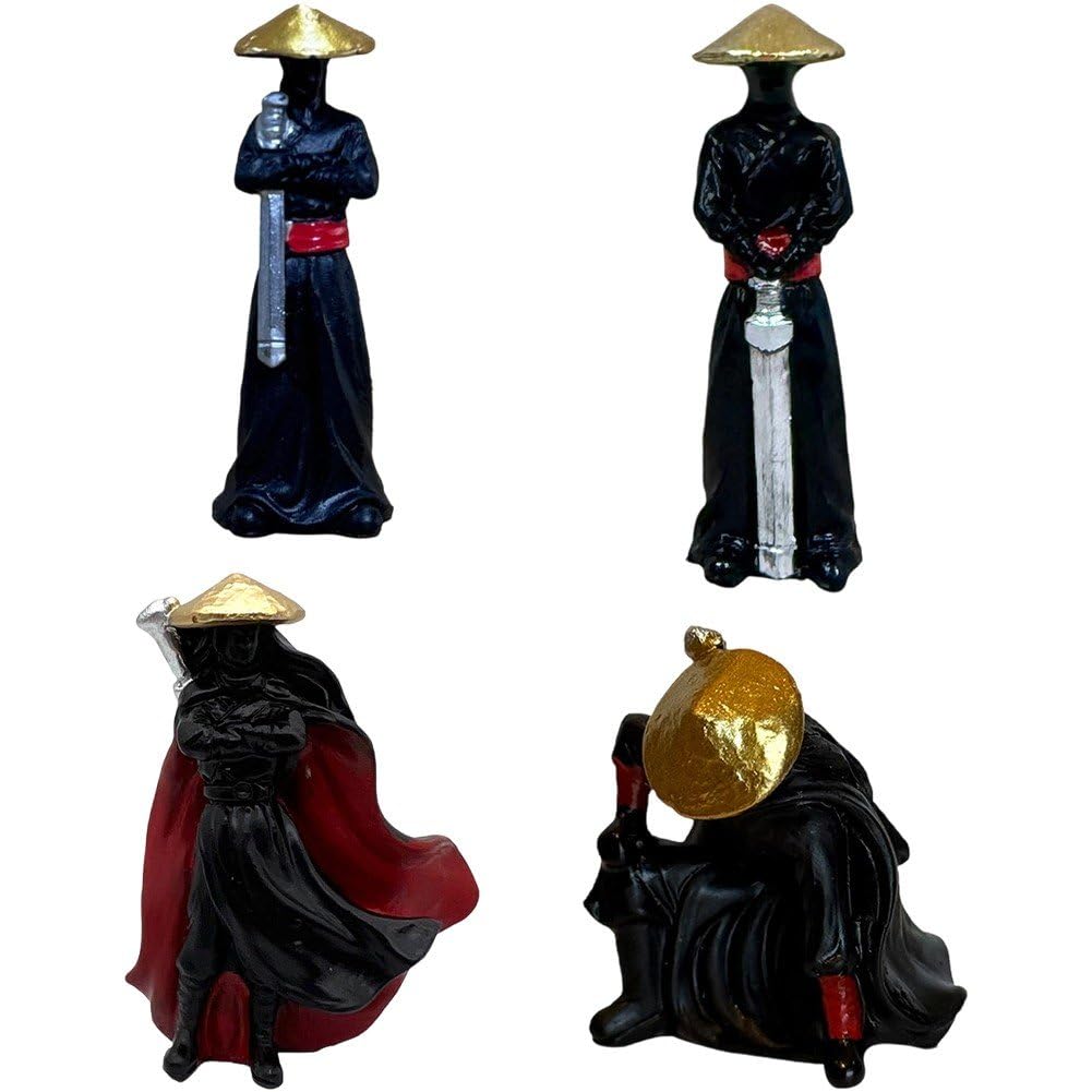 Baokuan 4pcs Micro Figure Ancient Chinese Miniature Figurines for Bonsai Garden Statues Fish Tank Decorations Miniature Landscape Accessories
