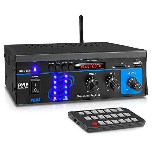 Home Audio Power Amplifier System - 2X75W Mini Dual Channel Sound Stereo Receiver Box w/ LED - For Amplified Speakers, CD Player, Theater via 3.5mm RCA - For Studio, Home Use - Pyle PCA3