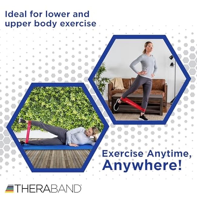 THERABAND Resistance Band Loop Set, Pack of 4, 12 Inch Band Loop Kit for Legs & Butt Workouts, Beginner to Advanced Levels for Exercise, Rehab, Physical Therapy, Stretching, & Strength Training