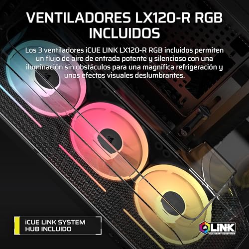 Miniatura 6 de CORSAIR Air 5400 LX-R RGB iCUE Link Caja de PC de Torre Media – Negro | Diseño de Triple Cámara, Panorámica, 3 Ventiladores LX-R RGB Reverse-Rotor preinstalados