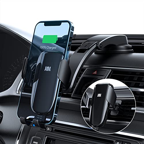 Cargador inalámbrico para coche anticaídas con sujeción automática para iPhone y Android Qi