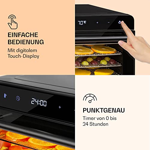 Klarstein Dörrautomat, Dörrgerät für Gemüse, Obst, Nüsse und Fleisch Trocknen, Food Dehydrator mit 6 Metallgitter, Dörrautomat Edelstahl, Dörrautomaten mit 24H Timer-Funktion, Touch-Display, 700 Watt – Bild 4