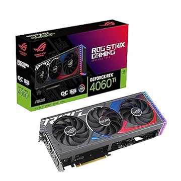 ASUS Placa gráfica ROG Strix GeForce RTX™ 4060 Ti OC Edition para jogos (PCIe 4.0, 16GB GDDR6, DLSS 3, HDMI 2.1a, DisplayPort 1.4a, Aura Sync)