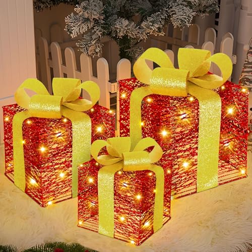 ZHHGOO Cajas De Regalo Navidad con Luces, 3 Cajas De Regalo con Luz Led, Caja De Regalo Iluminadas De Navidad para áRbol De Navidads, Hogar, Decoraciones De Navidads ZHHGOO Cajas De Regalo Navidad con Luces, 3 Cajas De Regalo con Luz Led, Caja De Regalo Iluminadas De Navidad para áRbol De Navidads, Hogar, Decoraciones De Navidads
