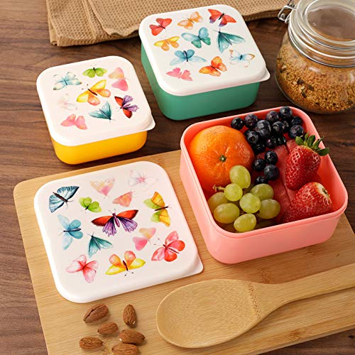 Puckator Pick of The Bunch Butterfly House Set of 3 Lunch Box Snack Storage M/L/XL - Lunchbox with Multi Compartments - Small Food Containers - Lunchbox for Adults and Kids - Girls Boys Lunchbox