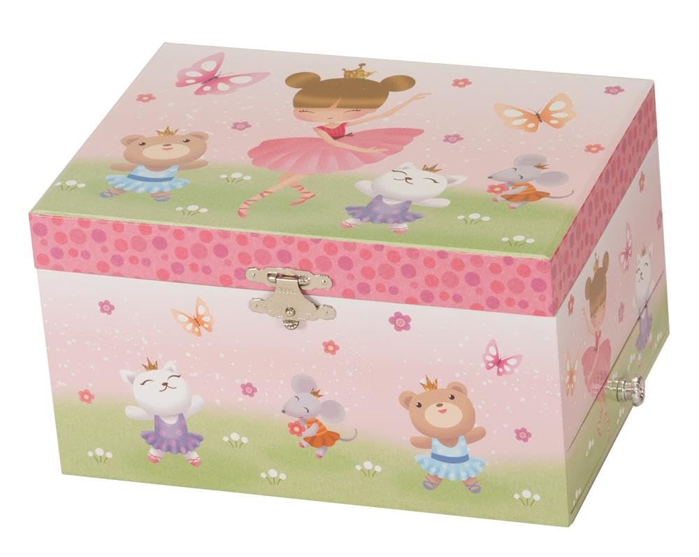 Mele & Co. Pink Dancing Princess Musical Jewellery Box With Ballerina, Interior, Two Drawers