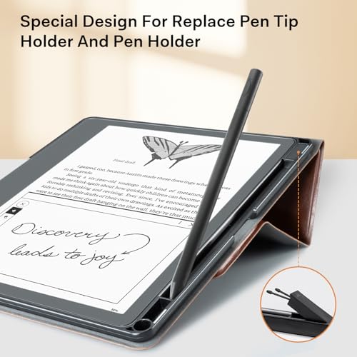 Image of CoBak Case for E-Reader - All New PU Leather Cover with Auto Sleep Wake Feature for E-Reader 10.2 inch 2022 & 2024 Released with Pen Holder (not Compatible with Remarkable),Dark Brown